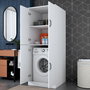 Hanah Home KD109 - 3198 Armario para Lavadora Blanco 70x181.8x72.5 cm Aglomerado Melamina Montaje Pared Organización Lavadero